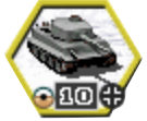 A formation counter: class icon, national flag,
                     strength plaque below, and the leader mark beside it.
